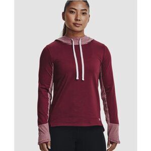Under Armour Womens ColdGear Burgundy Hoodie Thumbholes Medium